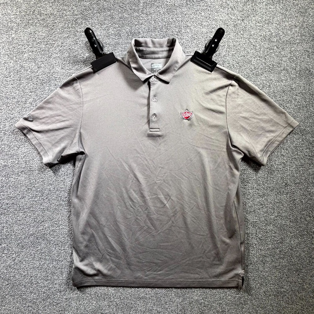 Callaway Opti Dri Polo Shirt Men's Large Gray Swisher Sweets Golf Performance